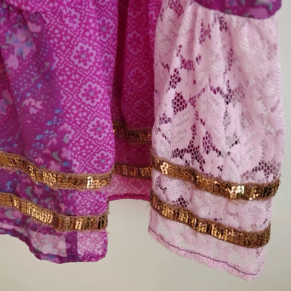 Free People Purple Gold Gossamer Wings Tunic